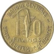 10 Francs CFA 10 XOF = JPY 2.80