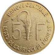 5 Francs CFA 5 XOF = JPY 1.40