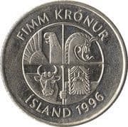 5 Krónur 5 ISK = JPY 6.37