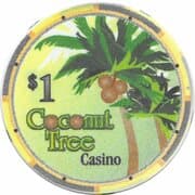 1 Dollar Poker Chip - Coconut Tree Casino - Jamaica