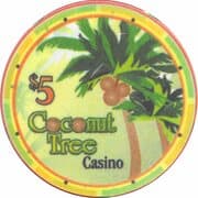 5 Dollar Poker Chip - Coconut Tree Casino - Jamaica