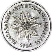 1 Franc = 1 Iraimbilanja ⅕ MGF = JPY 0.0076