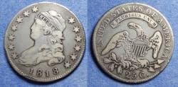 United States, 1818, Capped Bust Quarter VF20