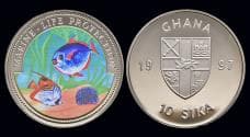 Ghana 10 sika 1997 Marine-life protection Proof in plastic capsule