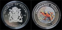 Malawi- 10 kwacha 2010- Endangered frogs- Panamanian gold