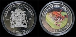 Malawi- 10 kwacha 2010- Endangered frogs- Malagasy rainbow