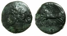 NUMIDIA.Massinissa or Micipsa circa 203-148-118 BC. AE.27.2mm.Reverse.Horse, Punic letters below M,N.