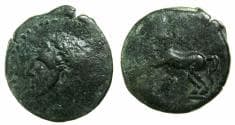NUMIDIA.Massinissa or Micipsa circa 203-148-118 BC. AE.26.9mm.Reverse.Horse, below Punic letters M,N