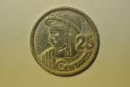 Guatemala; Silver 25 Centavos 1954