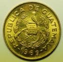 Guatemala Brass Centavo 1969 Fray Bartolome De Las Casas UNC
