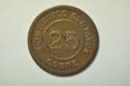 Guatemala Provisional Coinage; Copper 25 Centavos 1915