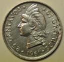 Dominican Republic Silver 25 Centavos 1961 UNC - cleaned