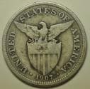 Philippines Silver 50 Centavos 1907-S
