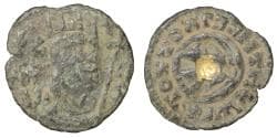 Kingdom of Axum, anonymous Æ Unit. Time of Ebana, circa AD 430-460. inlaid with gold. Scarce. VF+