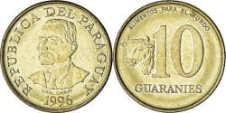 Paraguay, 10 Guaranies, 1996