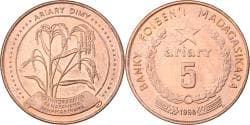 Madagascar, 5 Ariary, 1996, Copper Plated Steel, , KM:23