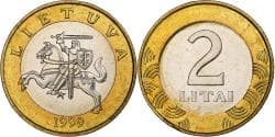 Lithuania, 2 Litai, 1999, Bi-Metallic, , KM:112