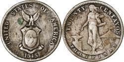 Philippines, 20 Centavos, 1945, Denver, Silver, , KM:182
