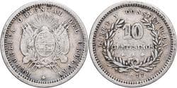 Uruguay, 10 Centesimos, 1877, Uruguay Mint, Silver, , KM:14