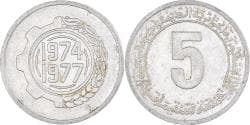 Algeria, 5 Centimes, 1977, Aluminum,