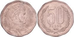 Chile, 50 Pesos, 1992, Santiago, Aluminum-Bronze, , KM:219.2