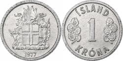 Iceland, Krona, 1977, Llantrisant, Aluminum,
