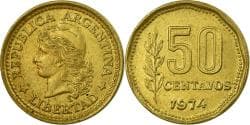 Coin, Argentina, 50 Centavos, 1974, , Aluminum-Bronze, KM:68