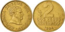 Coin, Uruguay, 2 Pesos Uruguayos, 1994, , Aluminum-Bronze, KM:104.1