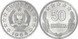 Albania, 50 Qindarka, 1964, Aluminum,