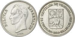 Venezuela, 25 Centimos, 1954, Silver, , KM:35
