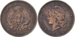 Argentina, 2 Centavos, 1889, Bronze, , KM:33