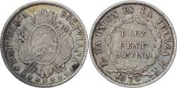 Bolivia, 10 Centavos, 1875, Silver,