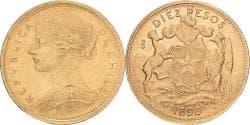 Chile, 10 Pesos, 1896, Santiago, Gold, , KM:157