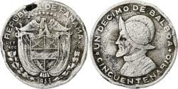 Panama, 1/10 Balboa, 1953, Silver, , KM:24