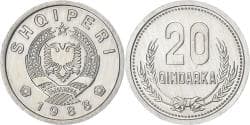 Albania, 20 Qindarka, 1988, Aluminum, , KM:65