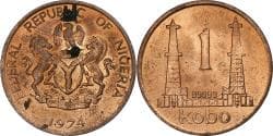 Nigeria, Elizabeth II, Kobo, 1974, Bronze, , KM:8.1