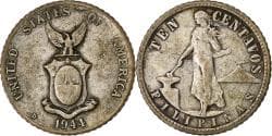 Coin, Philippines, 10 Centavos, 1944, , Silver, KM:181