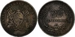 Coin, Uruguay, 20 Centesimos, 1893, Uruguay Mint, Santiago, , Silver