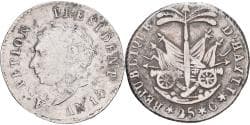 Haiti, Alexandre Petion, 25 Centimes, An 14 (1817), Silver,