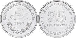 Nicaragua, 25 Centavos, 1987, Vereinigte Deutsche Nickelwerke, Aluminum