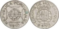 Mozambique, 2-1/2 Escudos, 1950, Silver, , KM:68