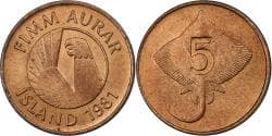 Iceland, 5 Aurar, 1981, Bronze, , KM:24