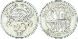 Coin, Iceland, 50 Kronur, 1987