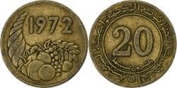 Algeria, 20 Centimes, 1972, Aluminum-Bronze,