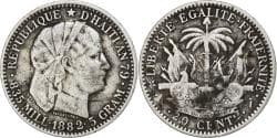 Haiti, 20 Centimes, 1882, Silver, , KM:44