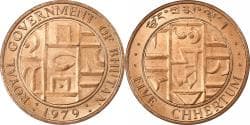 Bhutan, Jigme Singye Wangchuck, 5 Chetrums, 1979, Llantrisant, Bronze,