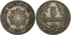 Uruguay, 5 Centesimos, 1901, Vienna, Cupronickel,
