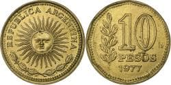 Argentina, 10 Pesos, 1977, Aluminum-Bronze, , KM:72