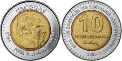 Coin, Uruguay, 10 Pesos Uruguayos, 2000, , Bi-Metallic, KM:121