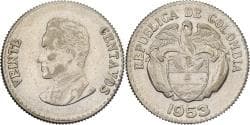Colombia, 20 Centavos, 1953, Silver, , KM:213